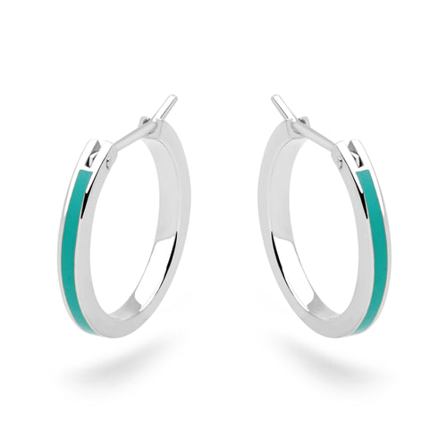 Turquoise Enamel Hoops