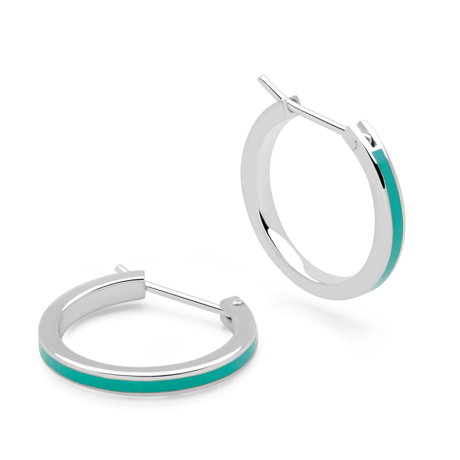 Turquoise Enamel Hoops