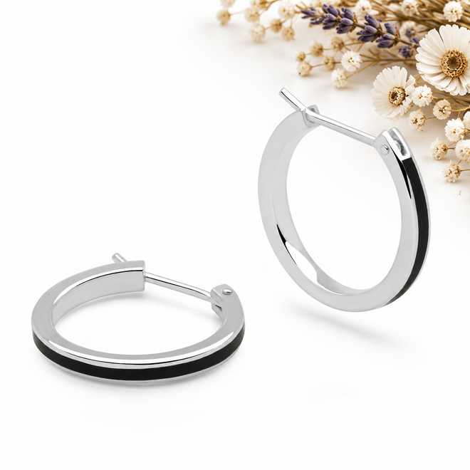 Black Enamel Hoops