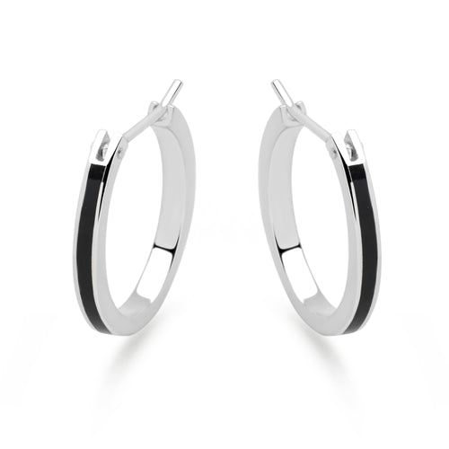 Black Enamel Hoops