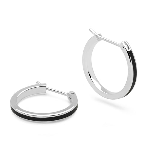 Black Enamel Hoops