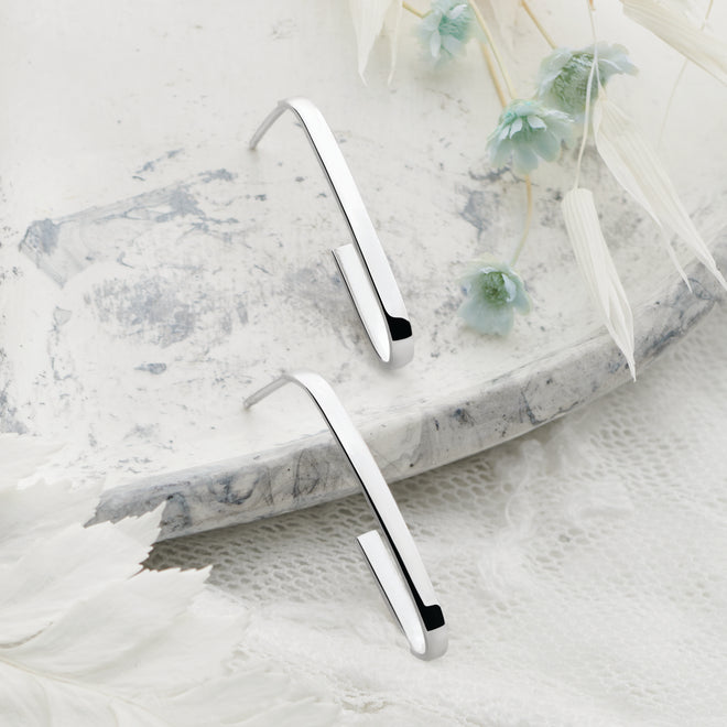 Sweeping Silver Earrings