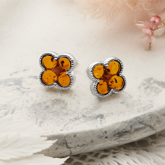 Amber Clover Earrings