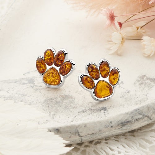 Amber Paw Earrings