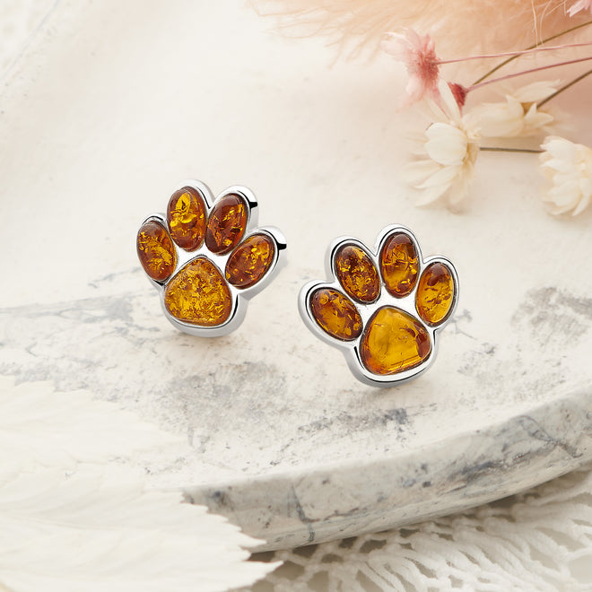 Amber Paw Earrings