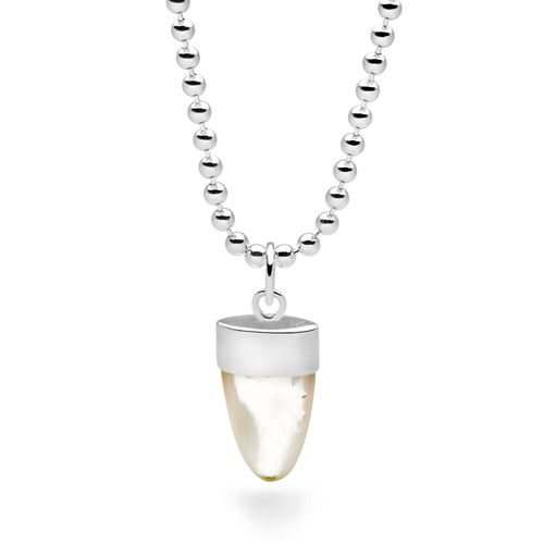 Shark Tooth Pendant (Mother of Pearl)  65cm Ball Chain