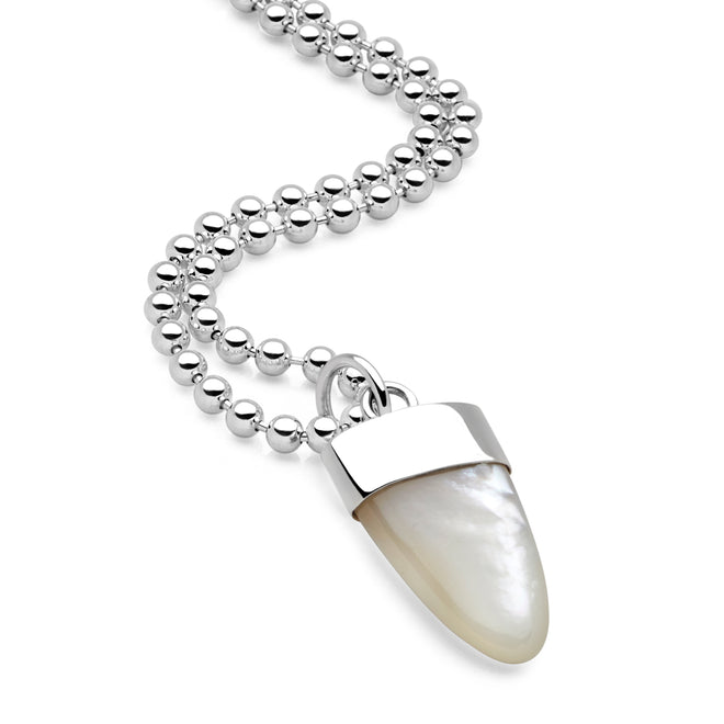 Shark Tooth Pendant (Mother of Pearl)  65cm Ball Chain