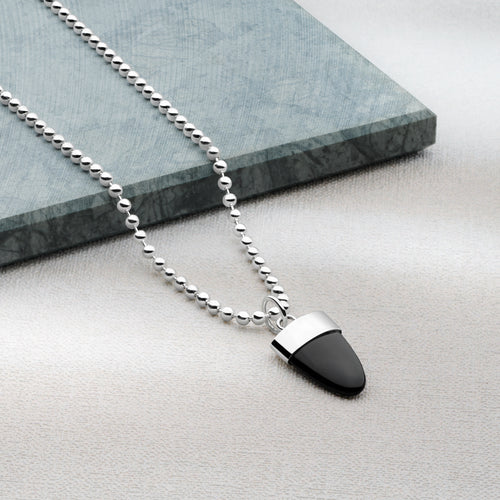 Shark Tooth Pendant (Onyx) 65cm Ball Chain