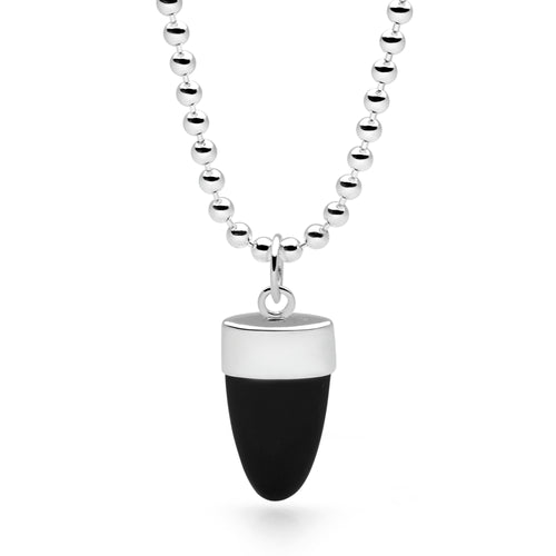 Shark Tooth Pendant (Onyx) 65cm Ball Chain