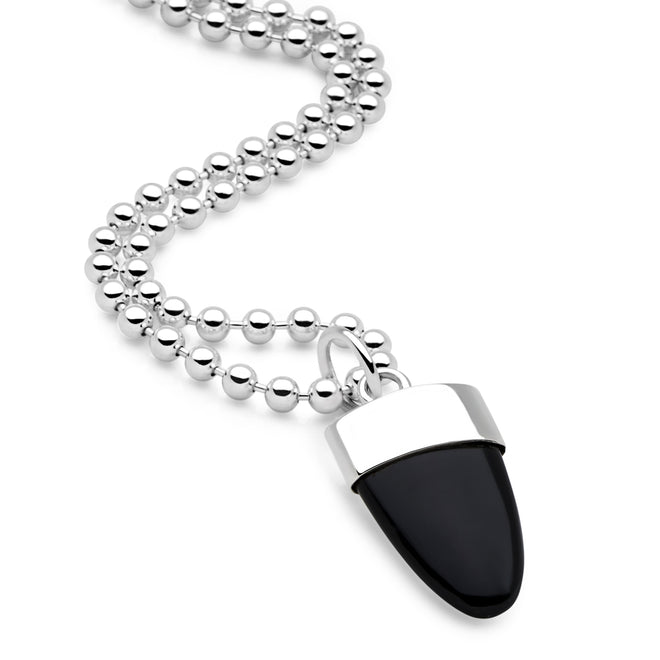 Shark Tooth Pendant (Onyx) 65cm Ball Chain