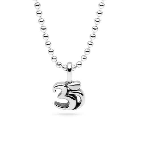 Silver Om Pendant 65cm Ball Chain