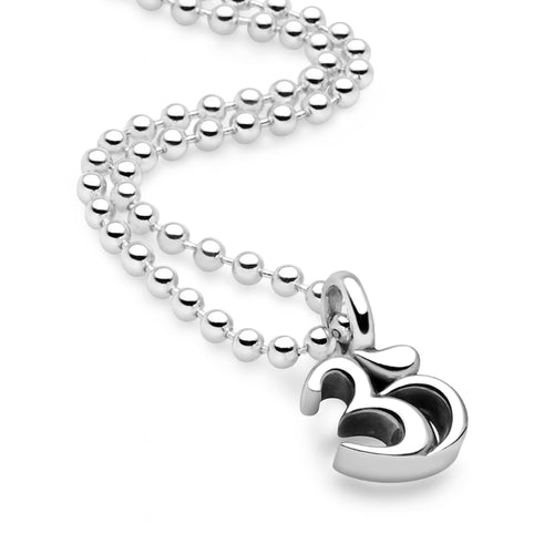 Silver Om Pendant 65cm Ball Chain