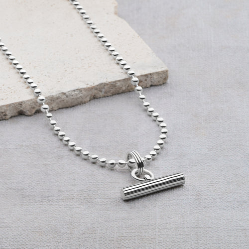 Striped T-Bar Pendant 65cm Ball Chain