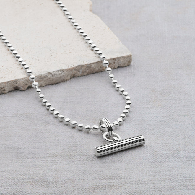 Striped T-Bar Pendant 65cm Ball Chain
