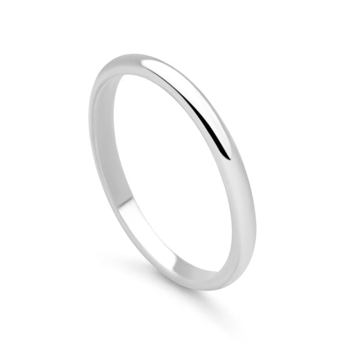 D Shaped Silver Band Ring