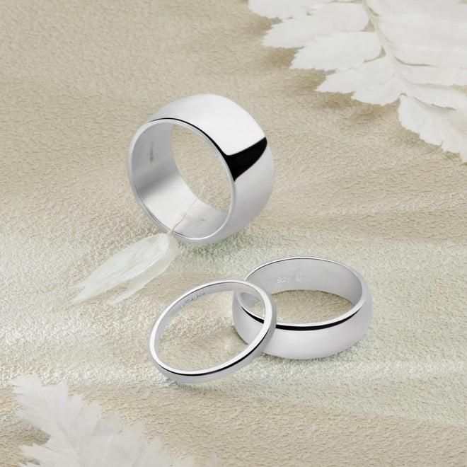 D Shaped Silver Band Ring