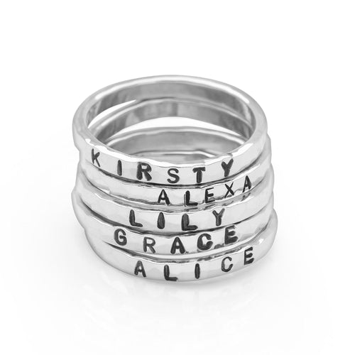 Personalised Hammered Ring (Silver)