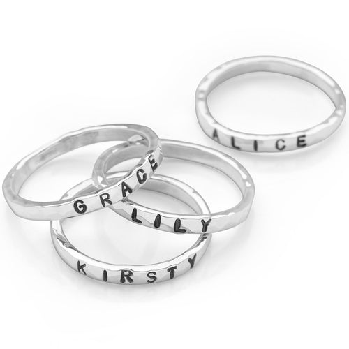 Personalised Hammered Ring (Silver)