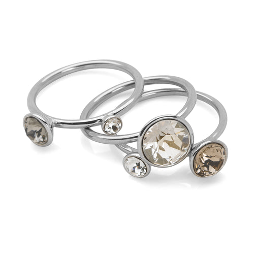 Miami Moon Rings (Set of 3) Rhodium Plated
