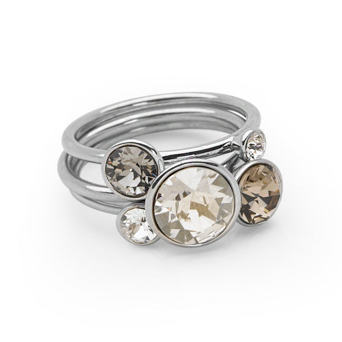 Miami Moon Rings (Set of 3) Rhodium Plated