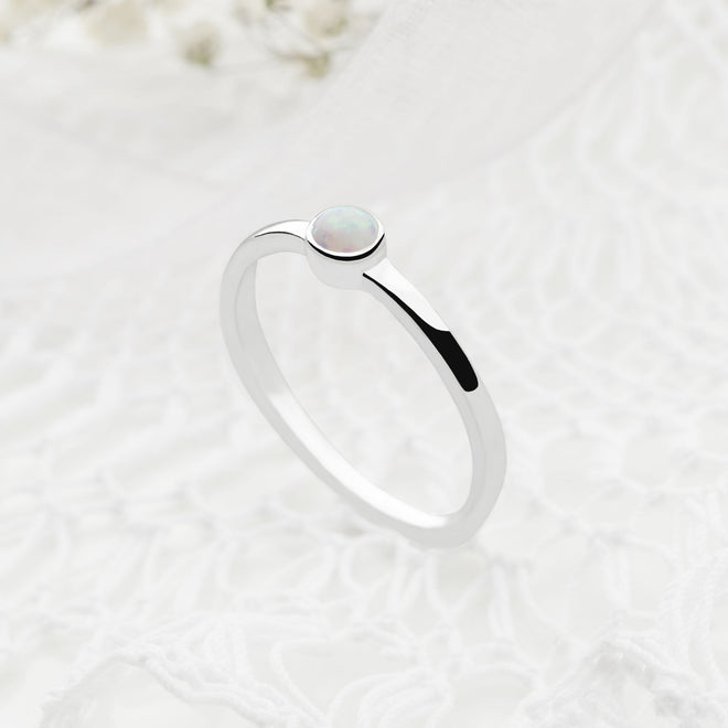 White Opal Dot Ring