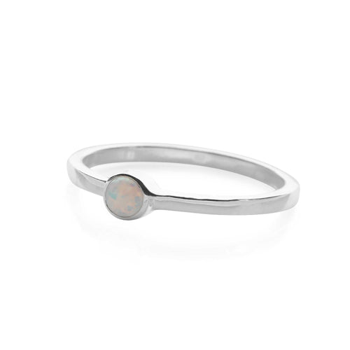 White Opal Dot Ring