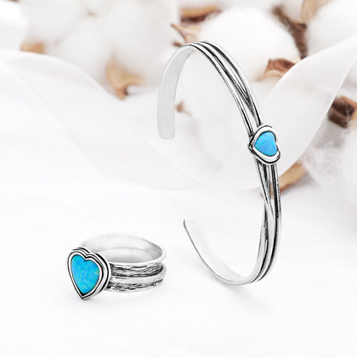 Opal Heart Spin Ring