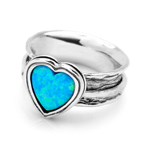 Opal Heart Spin Ring