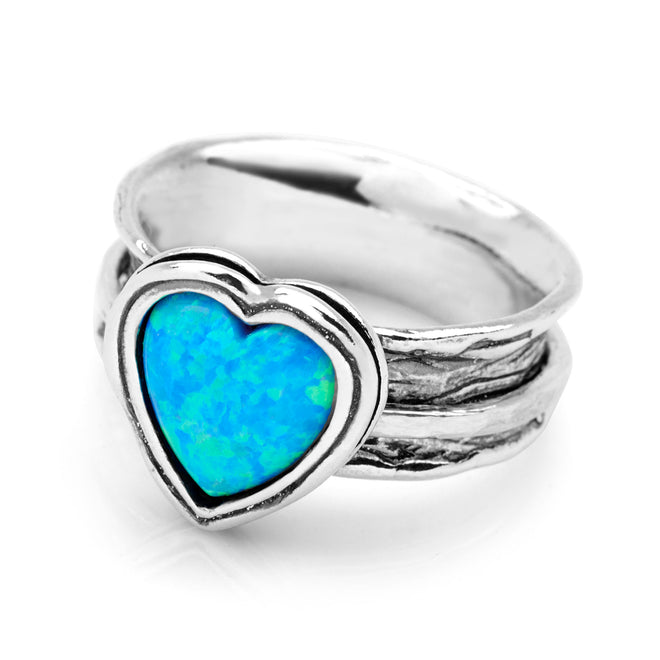 Opal Heart Spin Ring