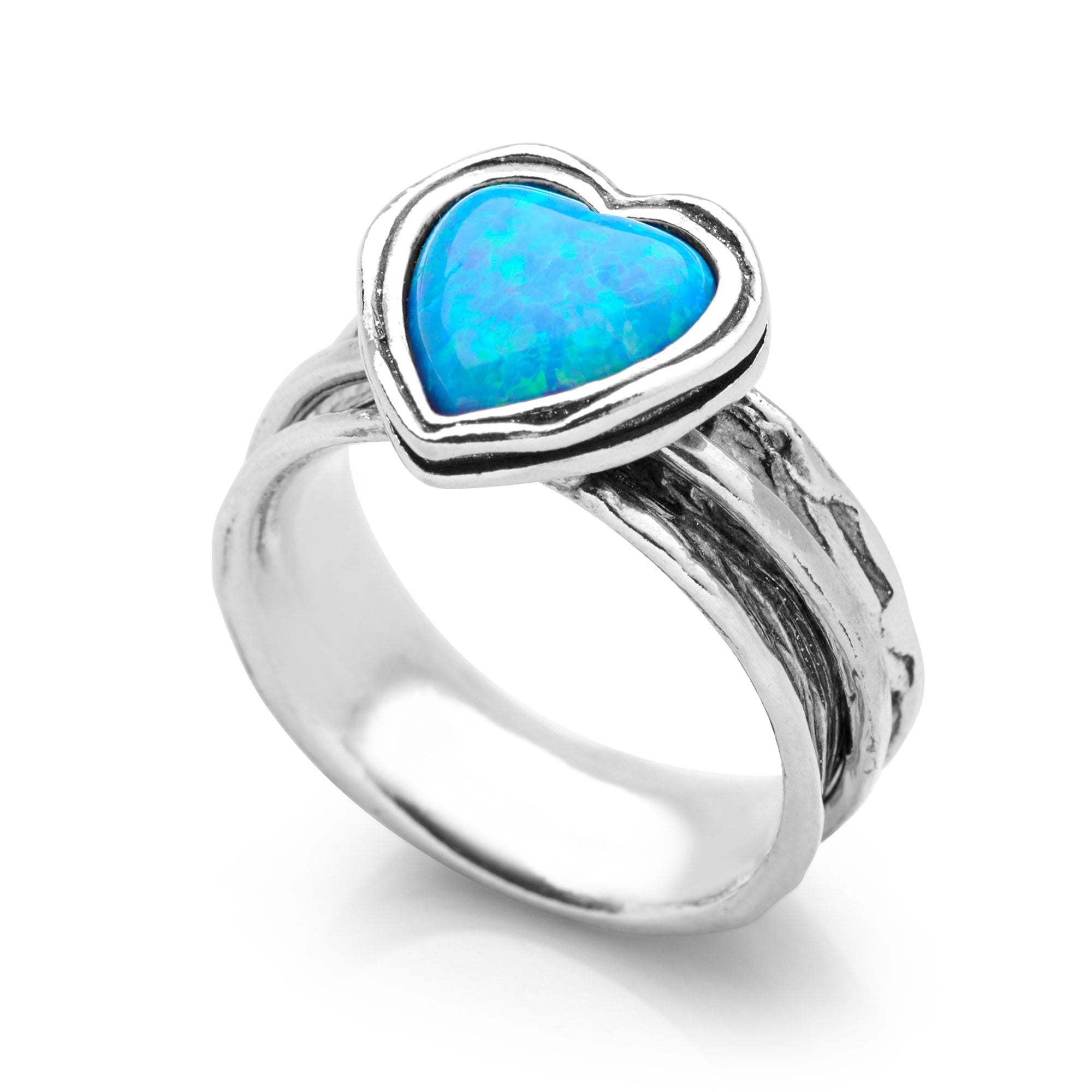 Opal Heart Spin Ring – Silver by Mail