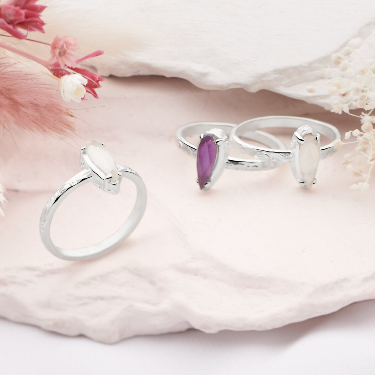 Drop Stone Rings Quartz Drop Ring | Silver Rings | R2293 – Silver by Mail