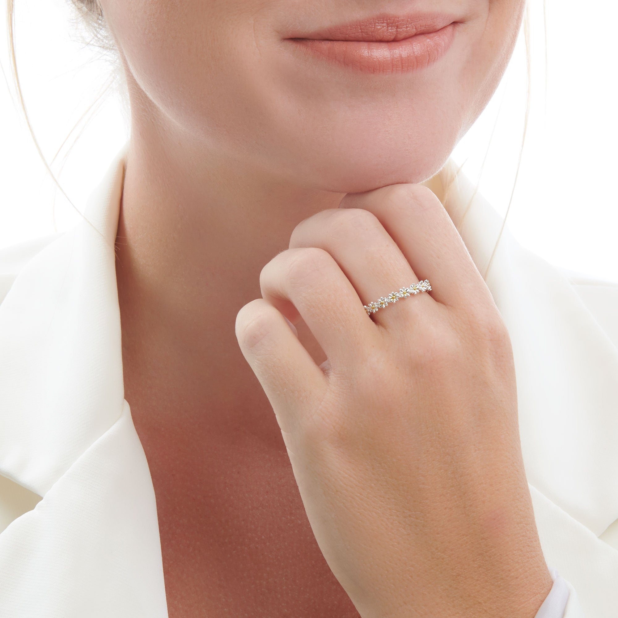 Daisy Chain Ring Silver Rings R2319 Silver by Mail