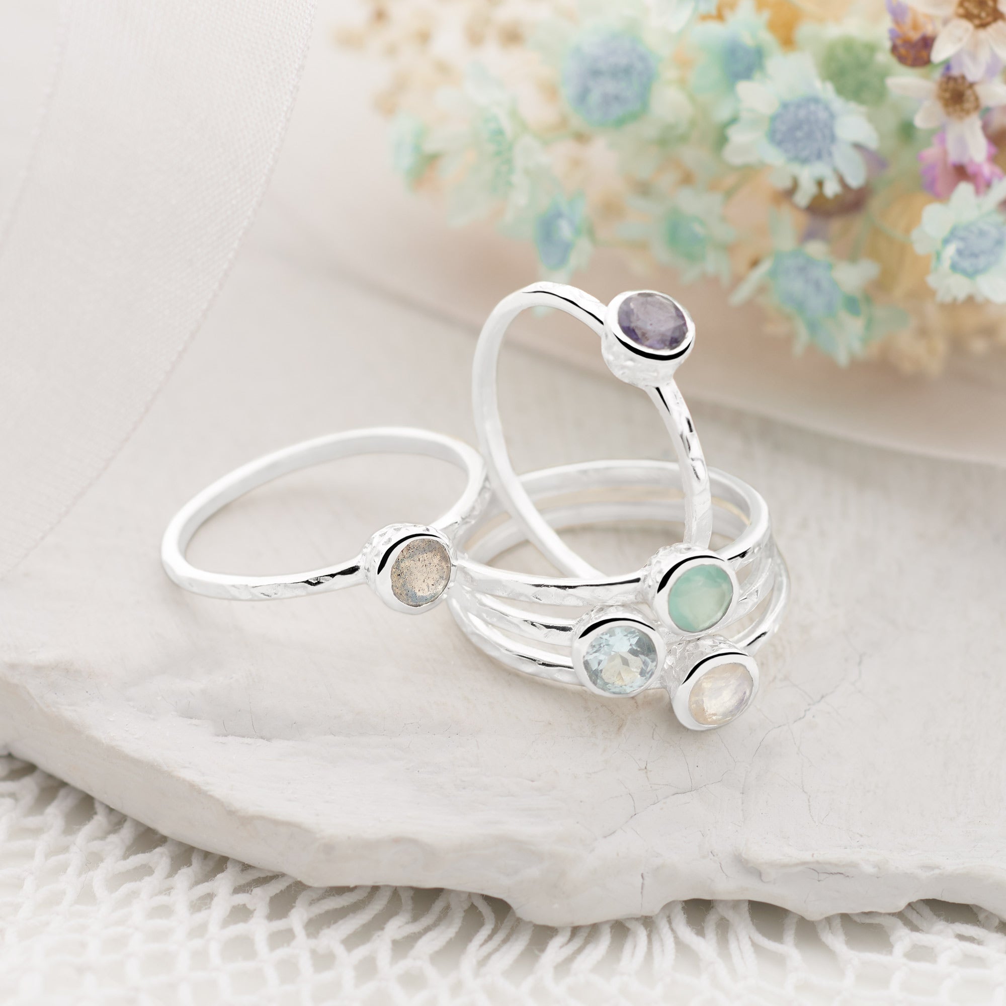 Silver Stackable Rings Ocean Oceanside Stack Rings (Set of 5) – Silver by Mail