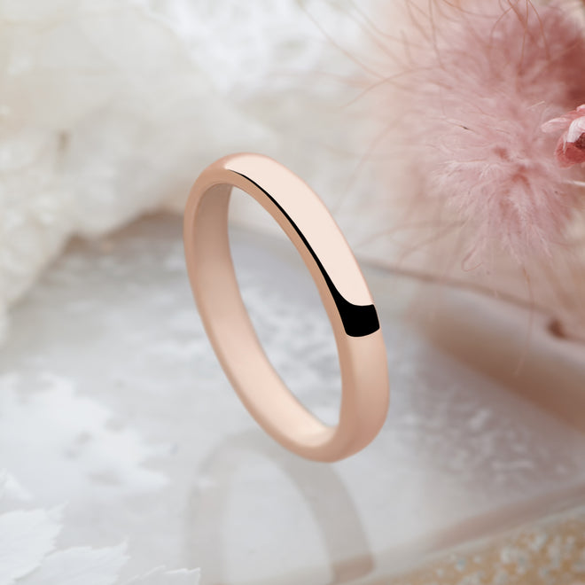 D Shaped Rose Gold Plated Ring (3mm)