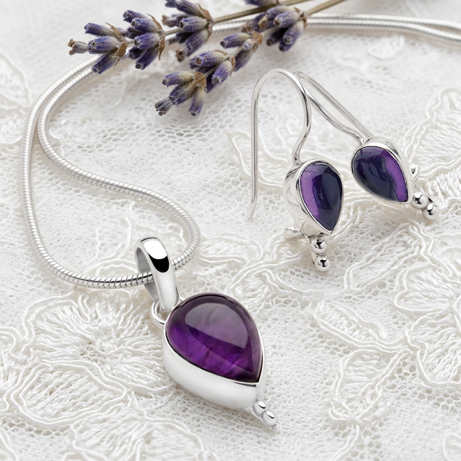Amethyst Tear Set (P1028+E111)