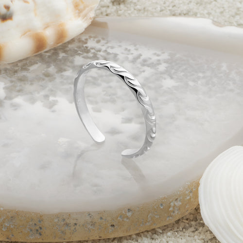 Silver Riptide Toe Ring