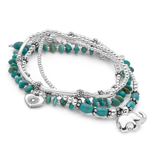 Turquoise Elephant Bracelet Stack