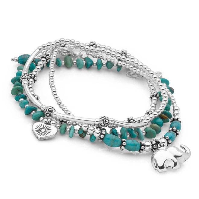Turquoise Elephant Bracelet Stack