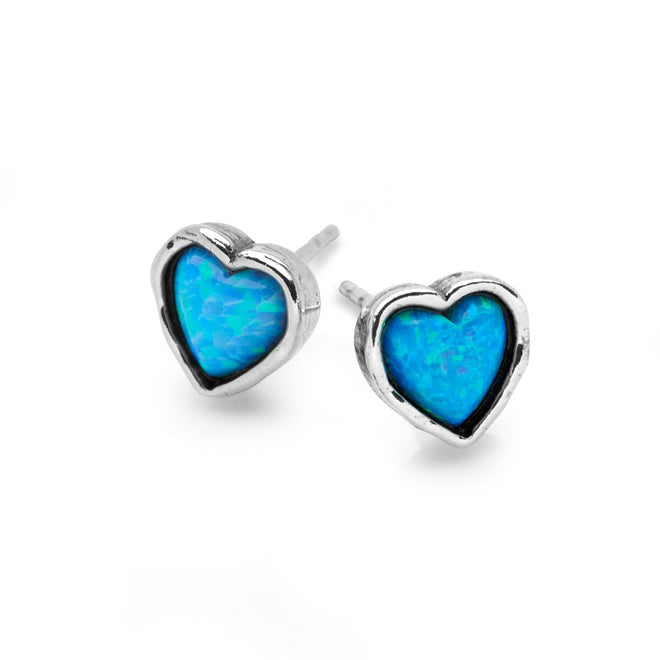 Heart of Opal Studs