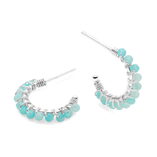 Mini Amazonite Hoops