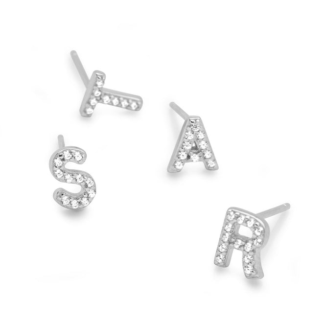 Sparkling Initial Stud (Single Earring)
