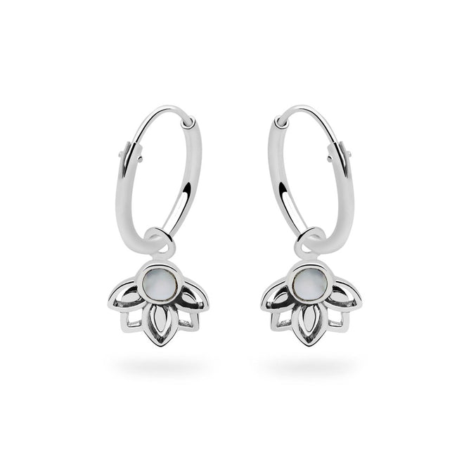 Lotus Charm Hoops