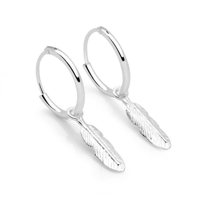 Guardian Angel Charm Hoops